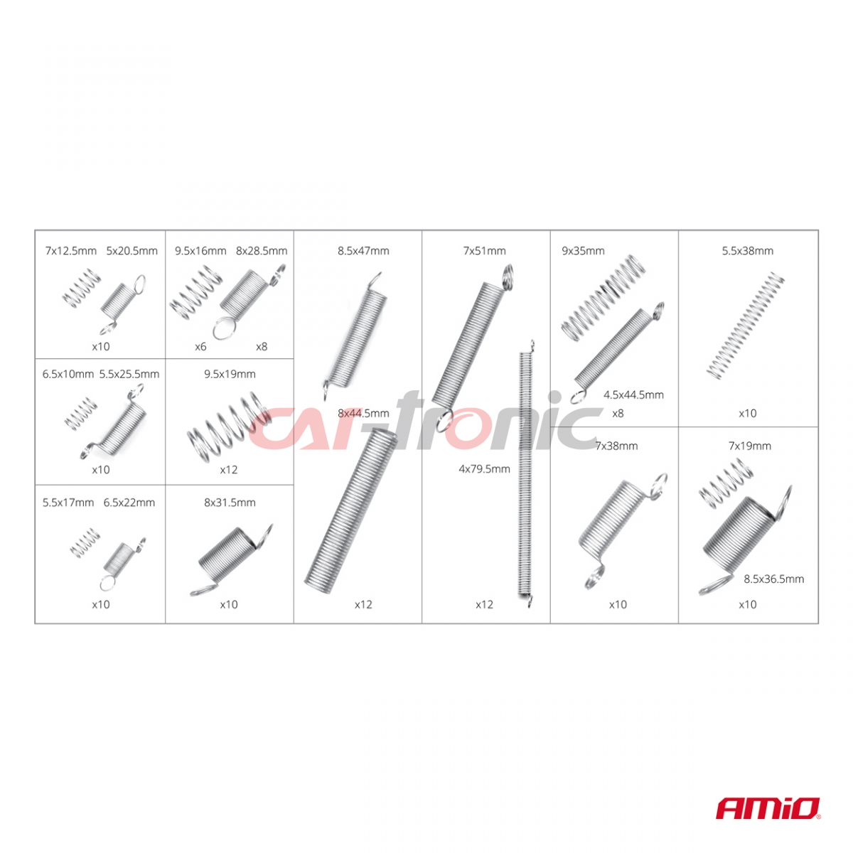Sprężynki zestaw sprężynek mix 200 szt. AMIO-03140