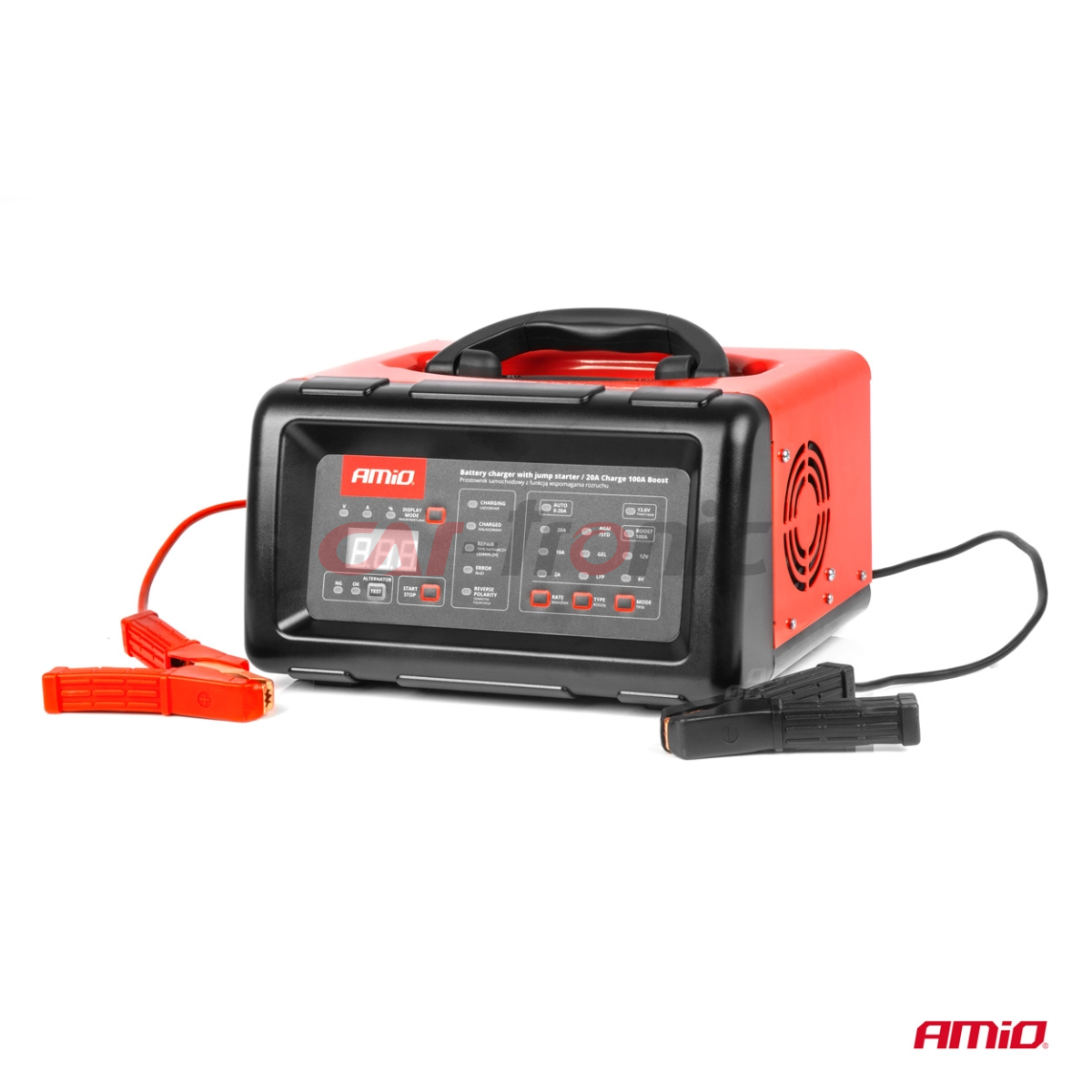 Prostownik cyfrowy z funkcją rozruchu booster jump starter 20A 6V 12V AMIO-04057