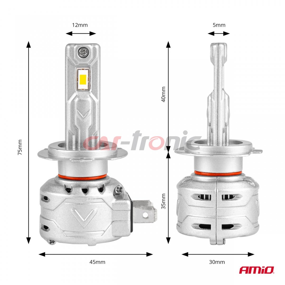 Żarówki samochodowe LED seria X2 H7 H18 6500K Canbus AMIO-02973