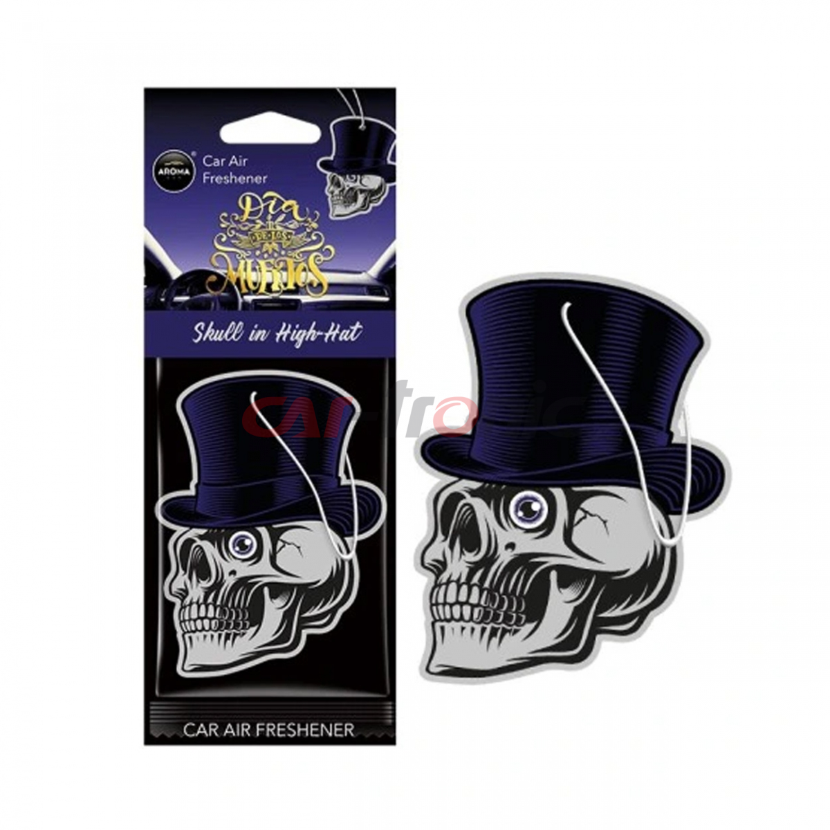 Odświeżacz powietrza AROMA CAR MUERTOS Skull in Hat Black Oud