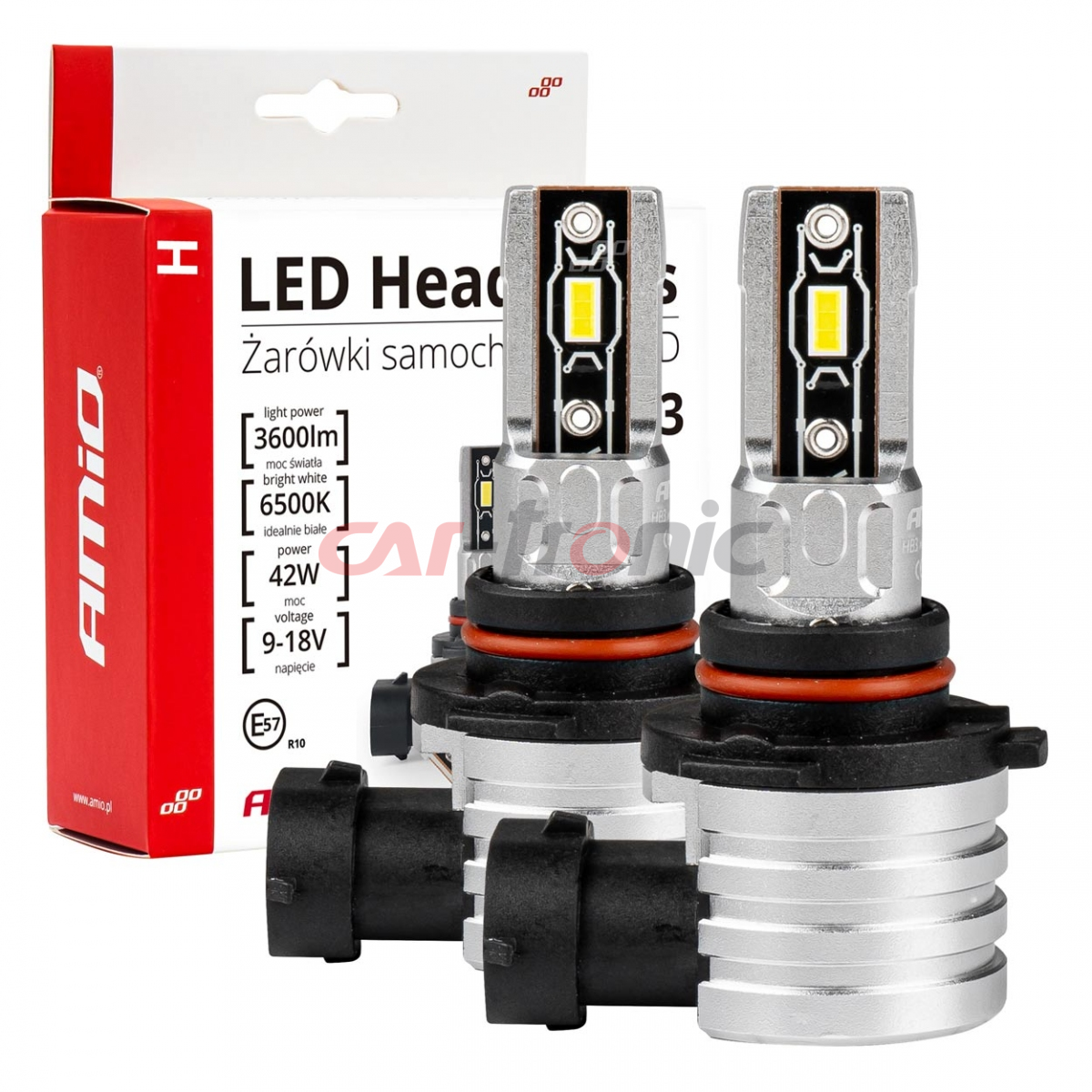 Żarówki samochodowe LED seria H-mini HB3 9005/HIR1 9011/H10 6500K Canbus AMIO-03334