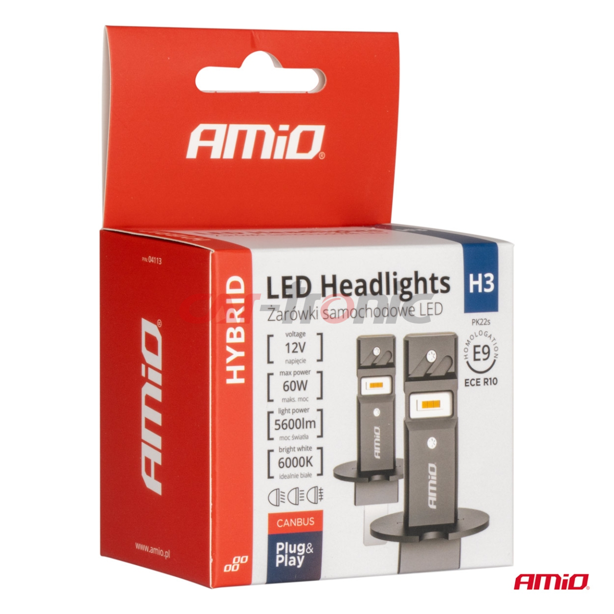 Żarówki samochodowe LED seria HYBRID H3 6000K Canbus 60W AMIO-04113