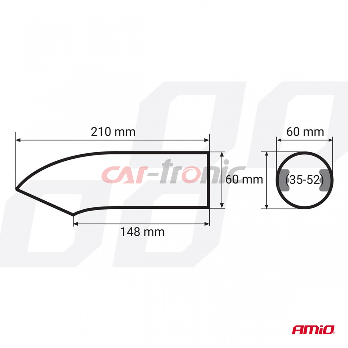 Końcówka tłumika stal nierdzewna MT 001B czarna AMIO-02195