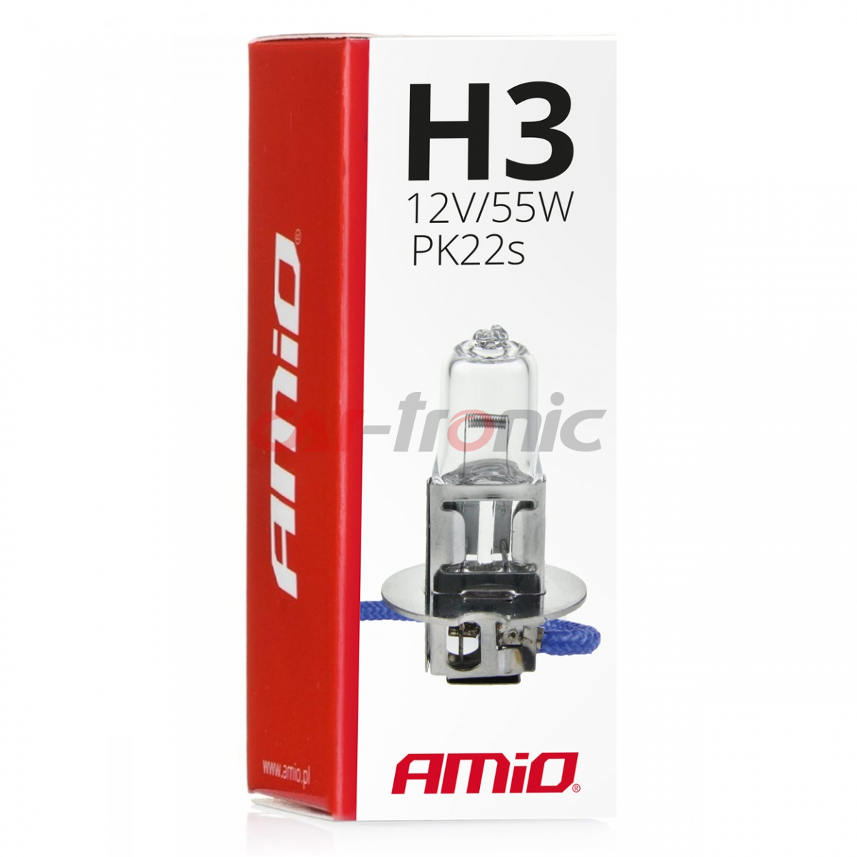 Żarówka halogenowa H3 12V 55W filtr UV (E8) AMIO-01478