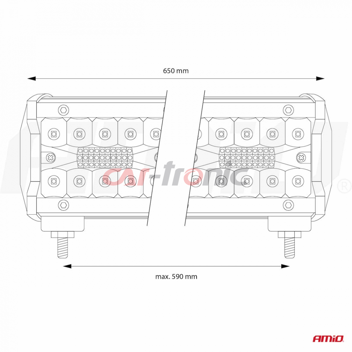 Lampa robocza panelowa LED BAR AWL29 540W 65cm 54000lm 12V 24V AMIO-02543