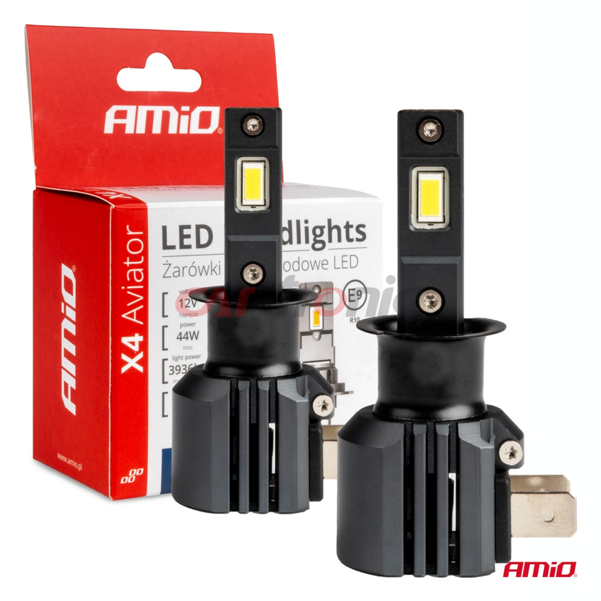 Żarówki samochodowe LED seria X4 Aviator H3 6500K Canbus AMIO-03762