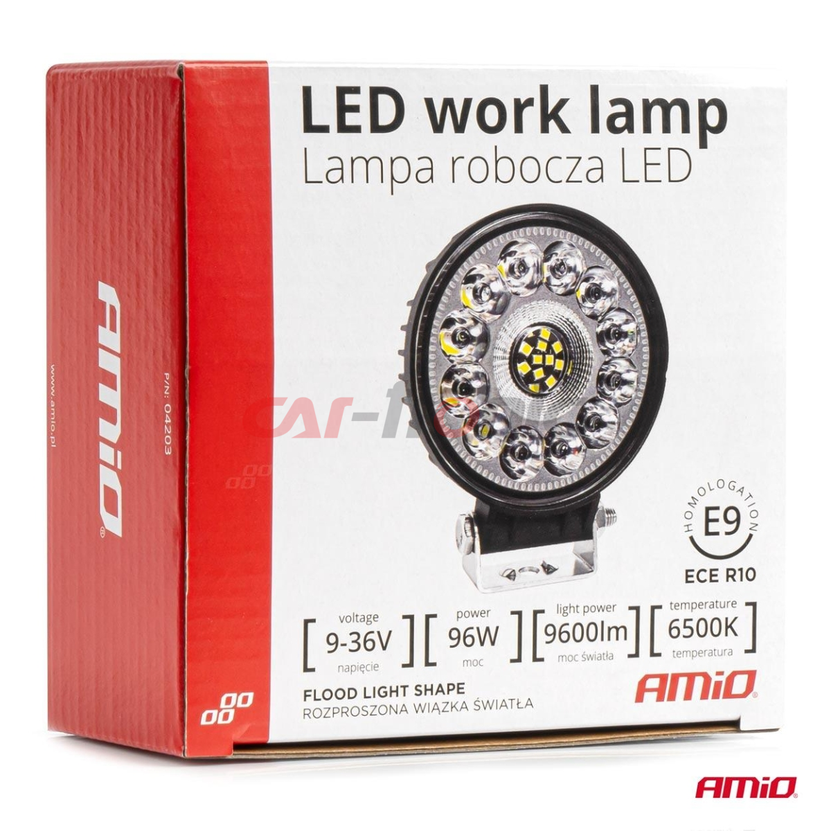 Lampa robocza szperacz LED AWL62 96W 6500K 9600lm 12V 24V AMIO-04203