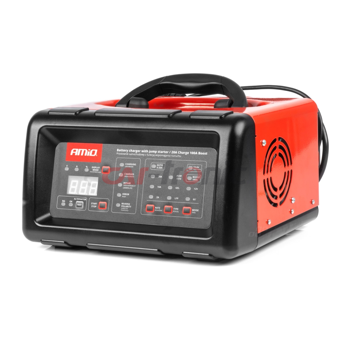 Prostownik cyfrowy z funkcją rozruchu booster jump starter 20A 6V 12V AMIO-04057