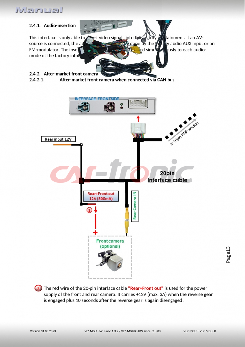 Adapter do kamery cofania BMW MGU, HSD+2