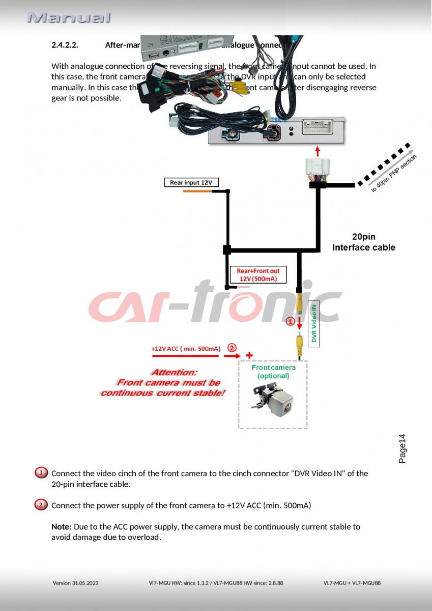 Adapter do kamery cofania BMW MGU, HSD+2