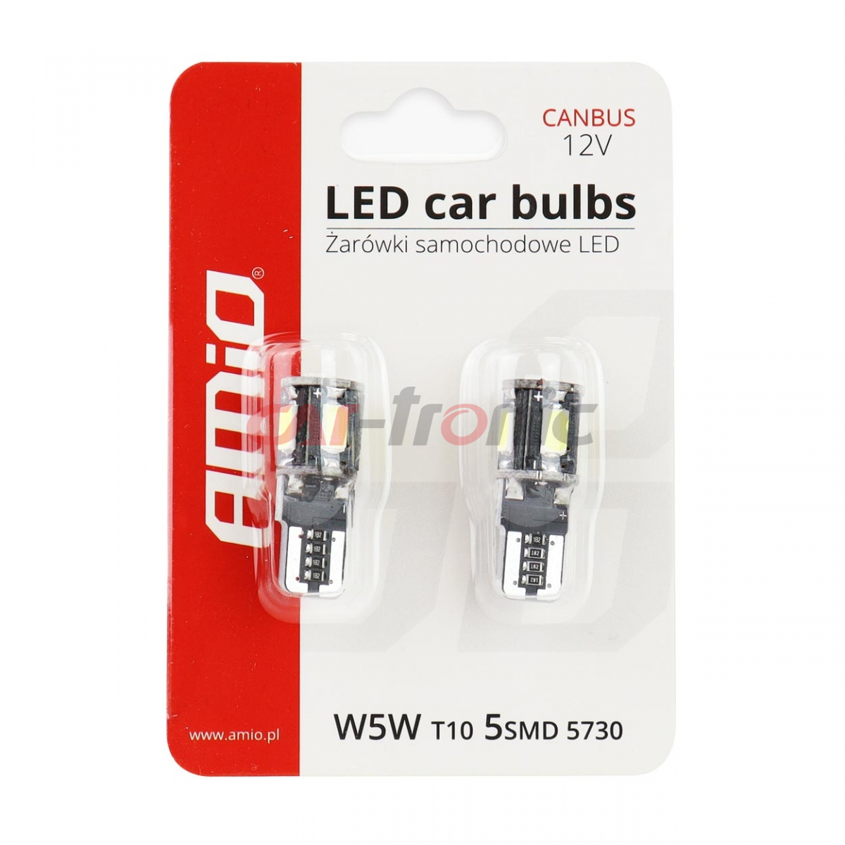 Żarówki LED CANBUS 5SMD 5730 T10 W5W White AMIO-01628