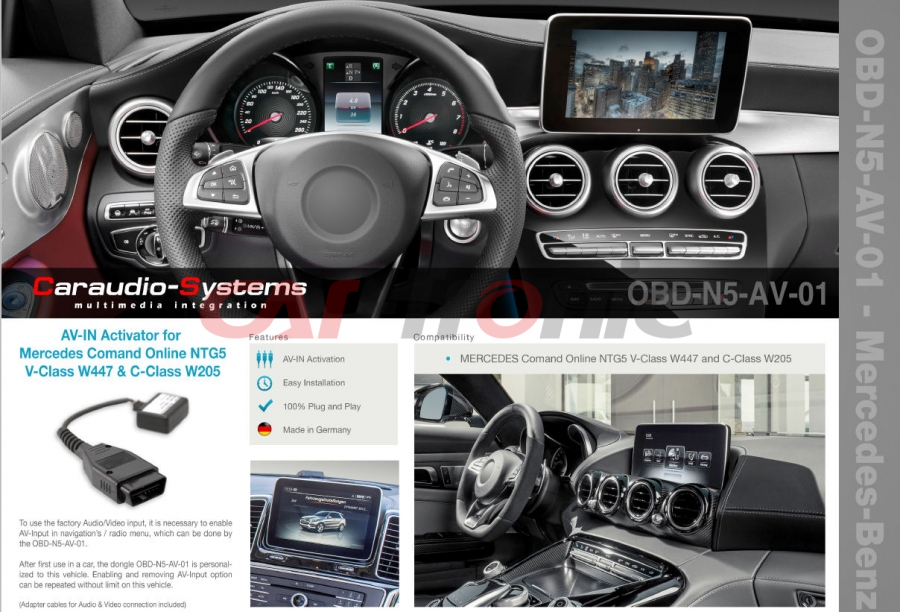 Odblokowanie AV-IN Mercedes Comand Online NTG5 V-Classe W447, C-Classe W205