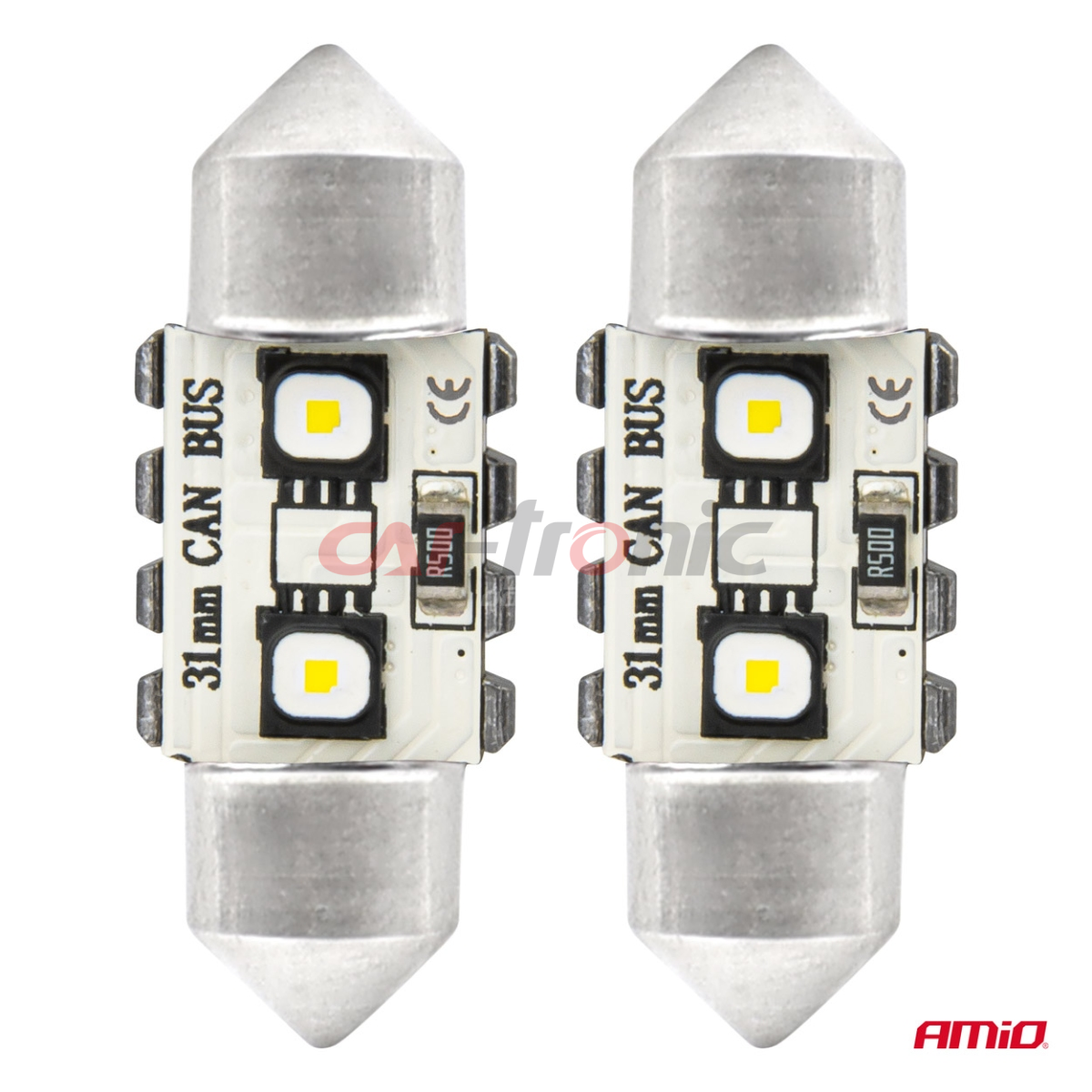 Żarówki LED CANBUS Festoon C5W 2SMD 3838 31mm White 12V 24V AMIO-04247