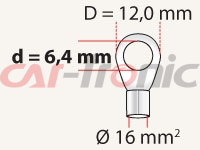 Terminal oczkowy 35 mm² / D=15,7 mm / d=8,4 mm czerwony