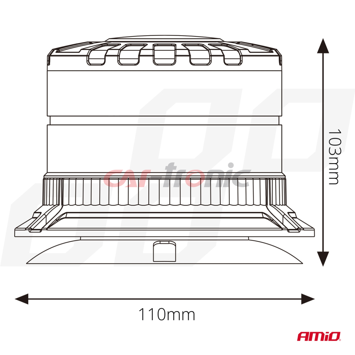 Lampa ostrzegawcza błyskowa kogut LED W29M 12V 24V AMIO-04110