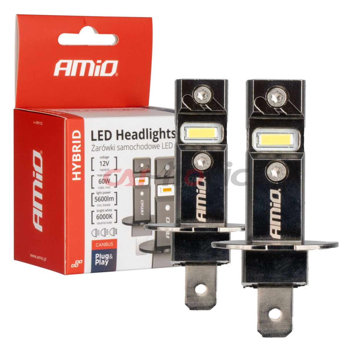 Żarówki samochodowe LED seria HYBRID H3 6000K Canbus 60W AMIO-04113