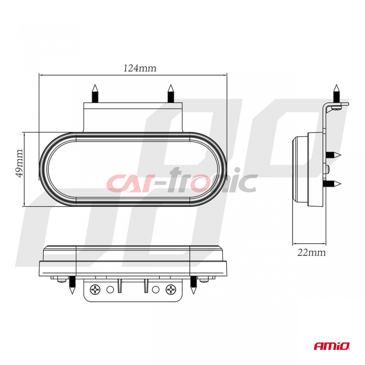 Lampa obrysowa LED OM-01-W owalna biała AMIO-02375