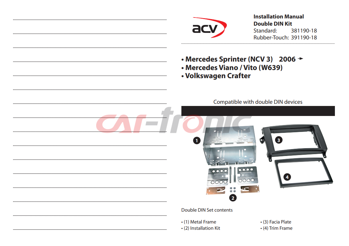 Ramka radiowa 2 DIN Mercedes A, B- class 2004->, Vito, Viano 2006->