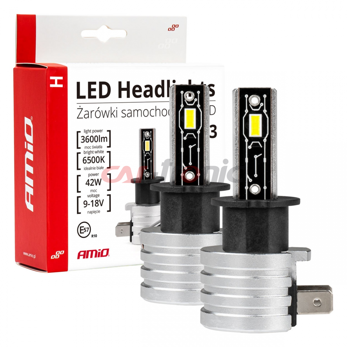 Żarówki samochodowe LED seria H-mini H3 6500K Canbus AMIO-03330