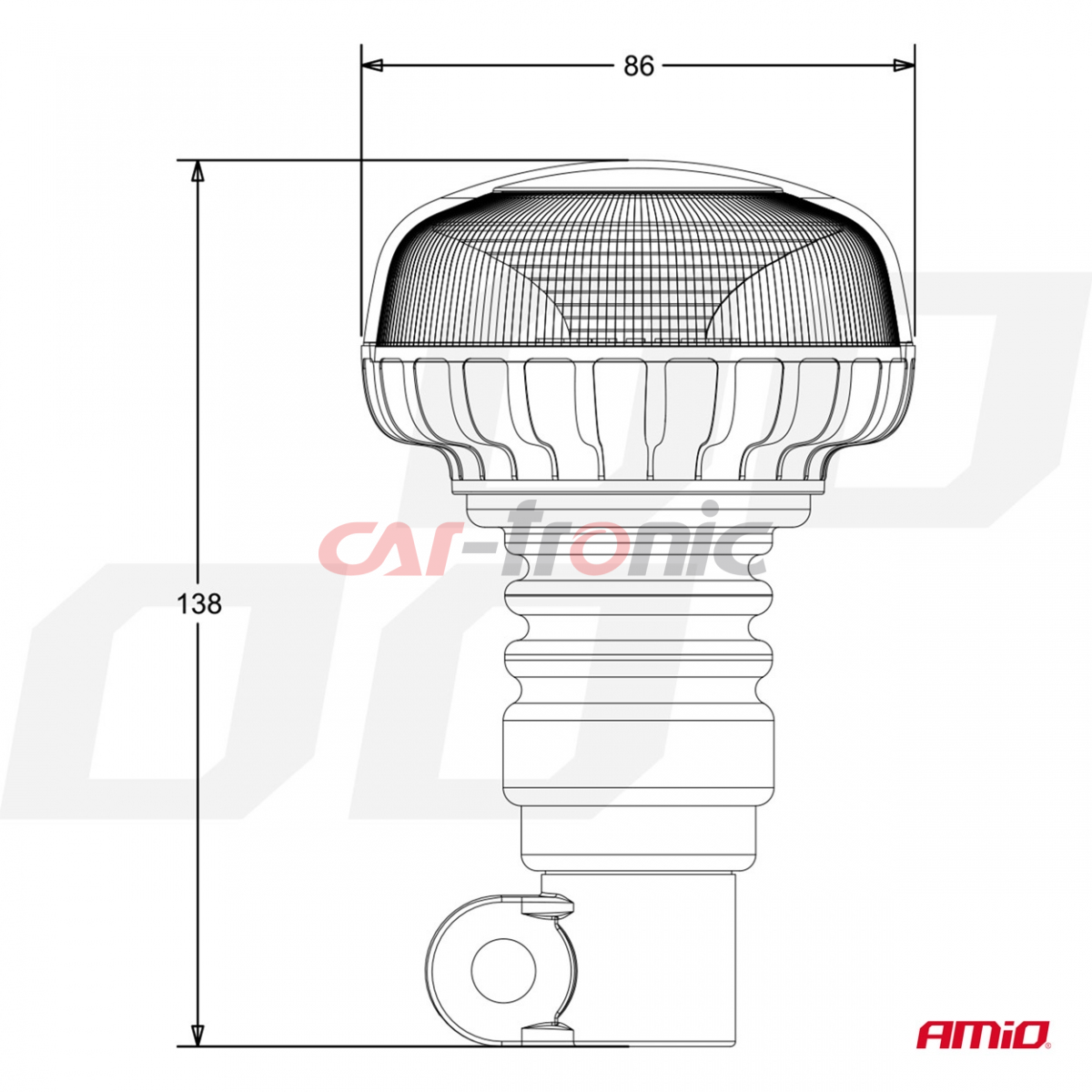 Lampa ostrzegawcza błyskowa mini kogut 18 LED flex R65 R10 12V 24V W21pl AMIO-02921