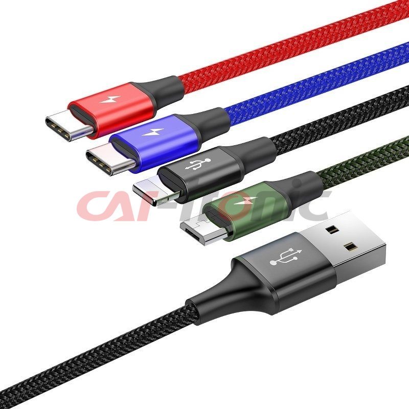 Kabel USB 4w1 na 2xUSB-C, Lightning, micro USB Baseus Fast 3,5A 1.2m