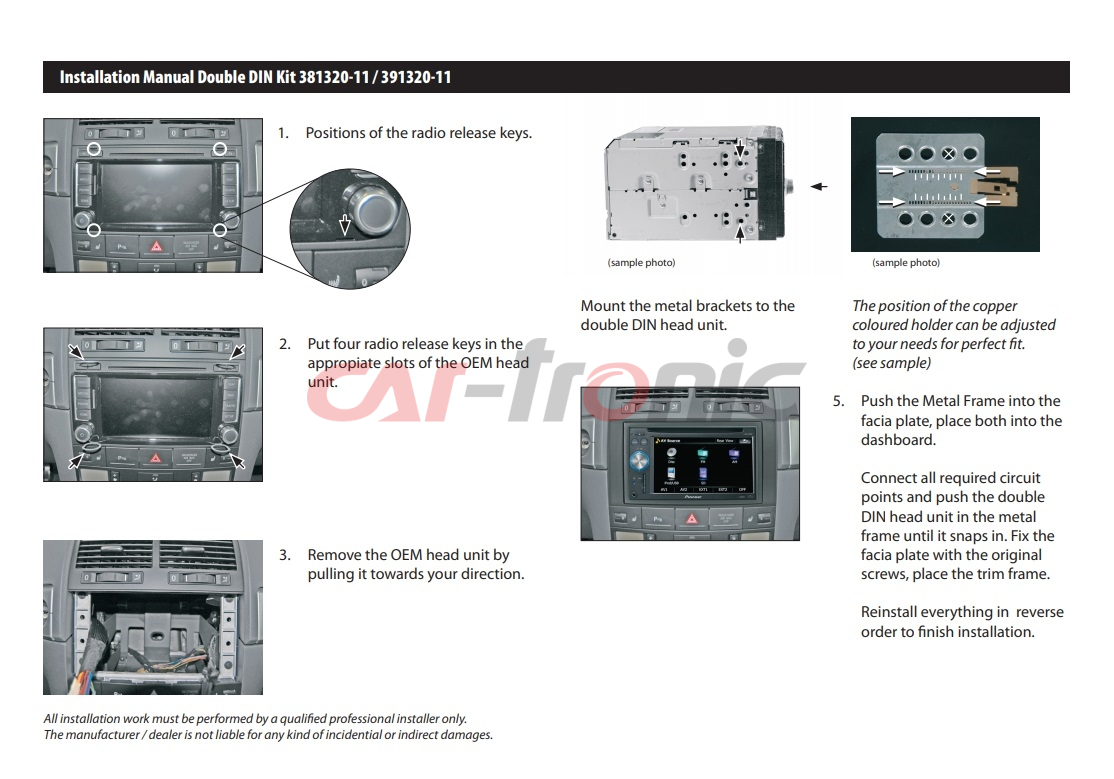 Ramka radiowa 2 DIN VW Multivan 2003-> VW Touareg 2003->, VW Transporter T5