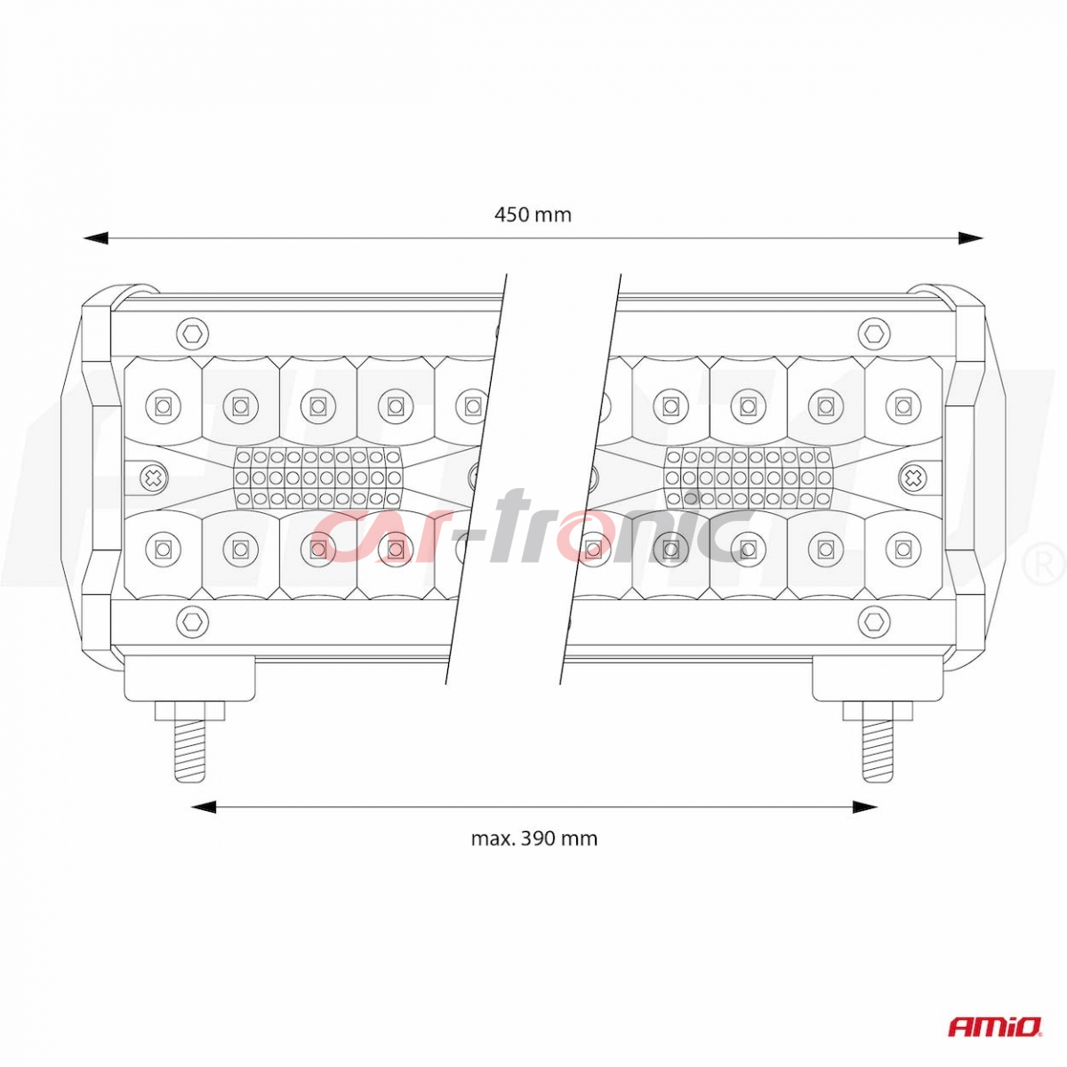 Lampa robocza panelowa LED BAR AWL27 360W 45cm 36000lm 12V 24V AMIO-02541