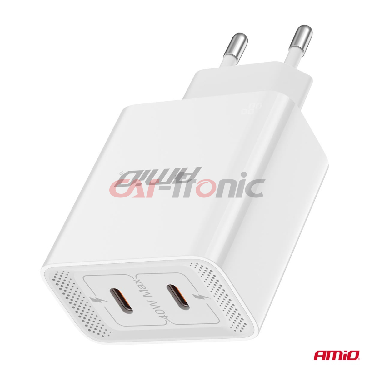 Ładowarka sieciowa 230V 2x USB-C 40W AMIO-03892