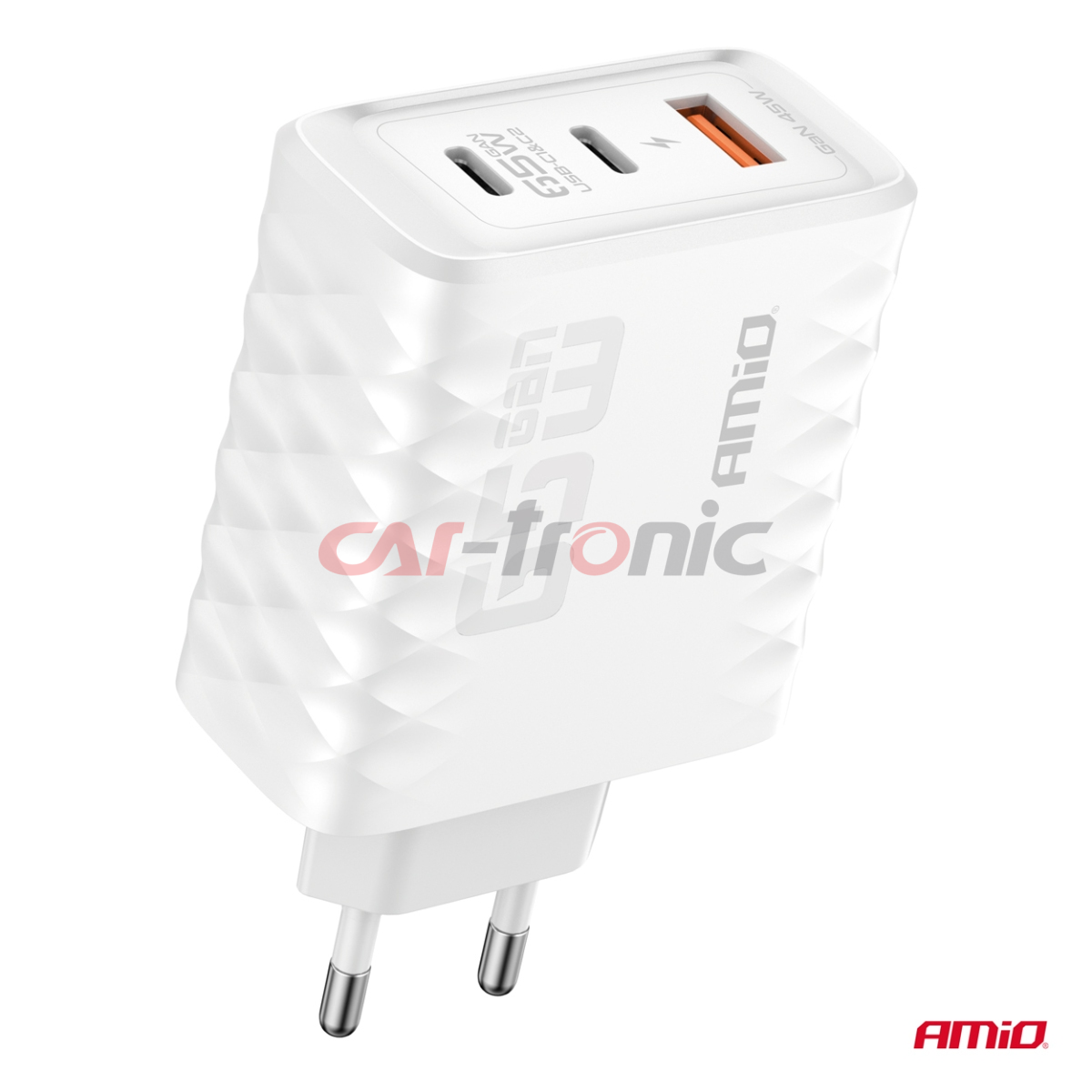 Ładowarka sieciowa Quick Charge 65W USB-A + 2x USB-C AMIO-04289