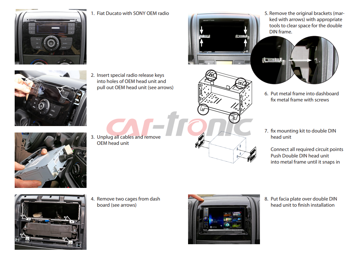 Ramka radiowa 2 DIN Fiat Ducato, Citroen Jumper, Peugeot Boxer (250*) 2011- 2014