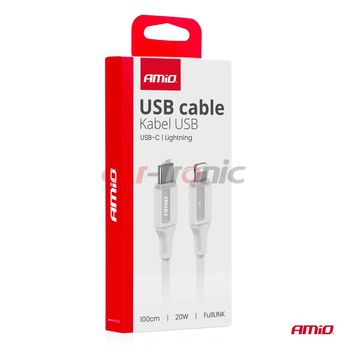 Kabel do ładowania USB-C - IPHONE LIGHTNING 20W 100cm AMIO-03922