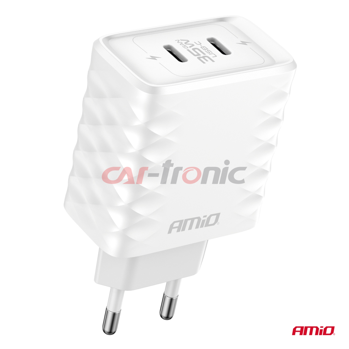 Ładowarka sieciowa Quick Charge 35W 2x USB-C 100-240V AMIO-04288