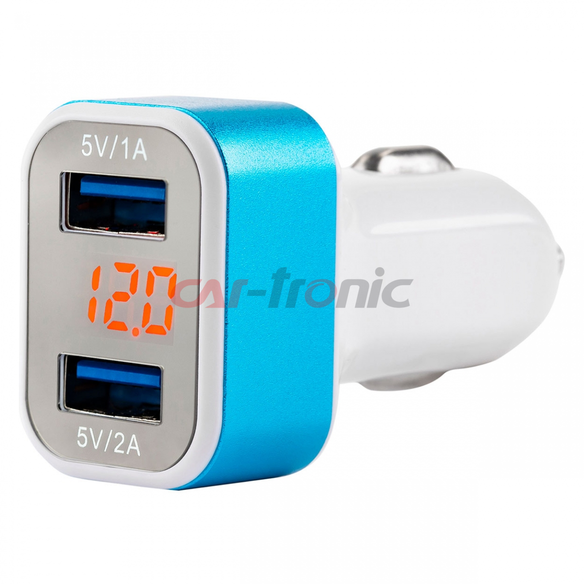 Ładowarka samochodowa 2x USB + woltomierz TEST-04 AMIO-01028