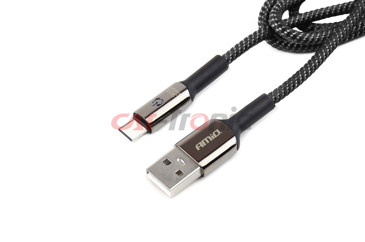 Kabel USB na USB-C z diodą LED 1m AMiO UC-9