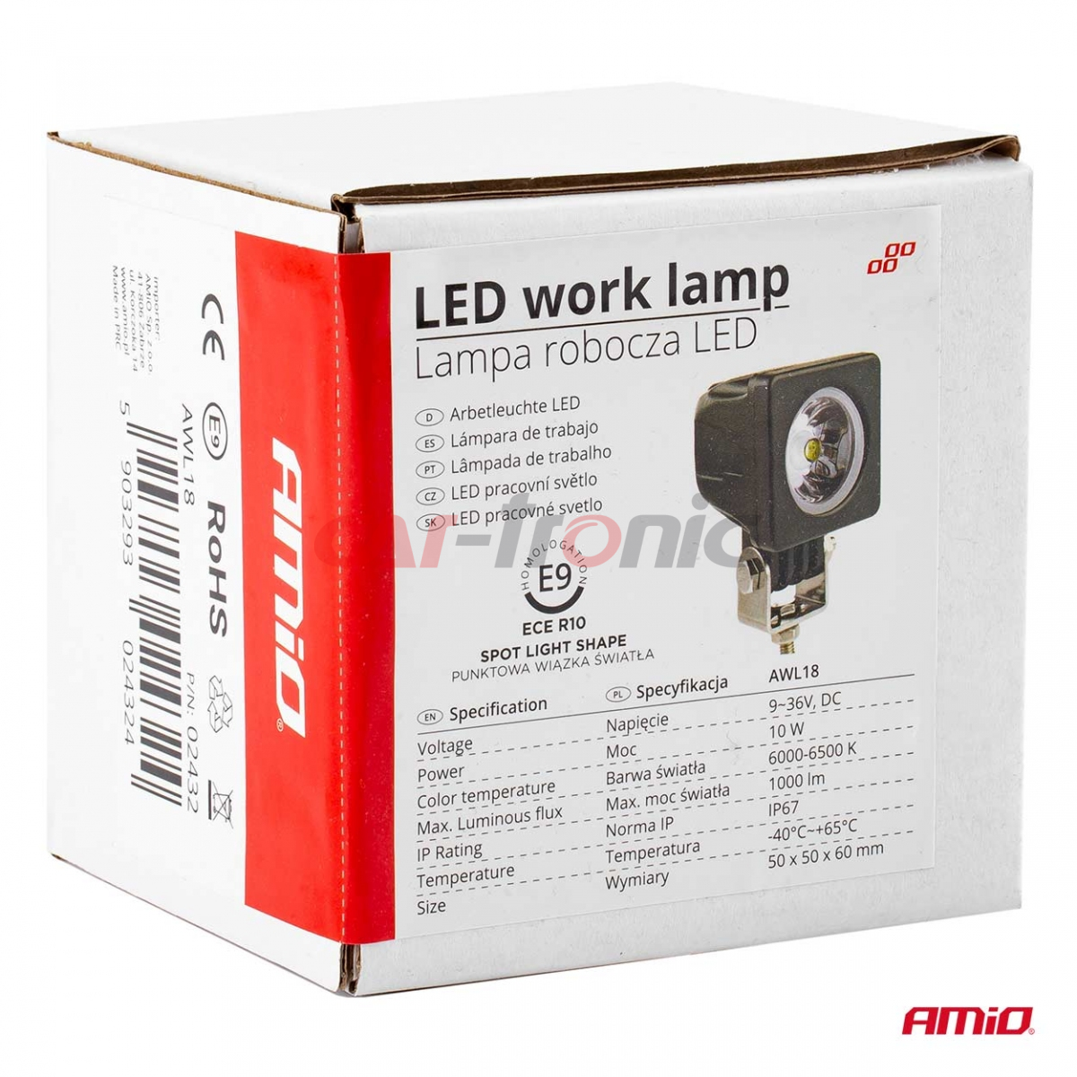 Lampa robocza halogen LED szperacz AWL18 12V 24V AMIO-02432