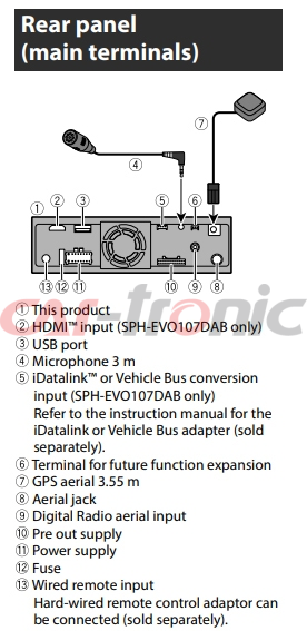 Stacja multimedialna Pioneer SPH-EVO107DAB-VAG z zestawem montażowym i interfejsem sterowania UART dla VW Golf7, Polo, Tiguan, T-Roc, T6, Crafter, Taigo