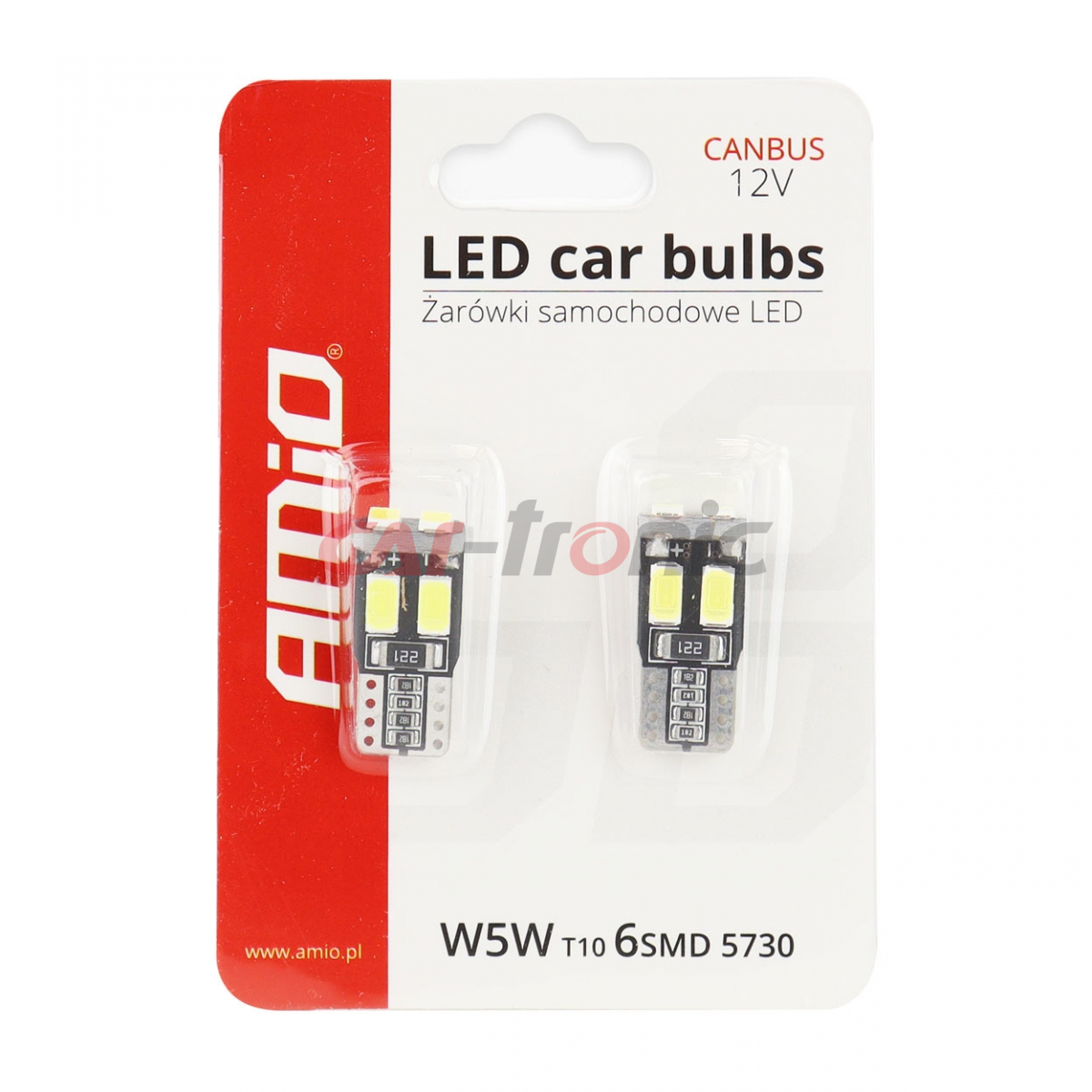 Żarówki LED CANBUS 6SMD 5730 T10 W5W White AMIO-01622