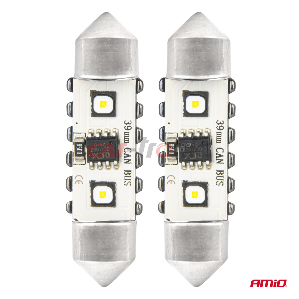 Żarówki LED CANBUS Festoon C5W 2SMD 3838 39mm White 12V 24V AMIO-04249