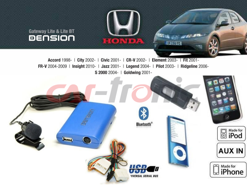 Cyfrowa zmieniarka Dension Bluetooth,USB,iPod,iPhone,AUX - Honda Civic,Accord,CR-V,Jazz