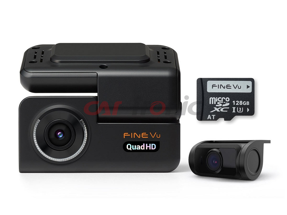 Wideorejestrator FineVu GX300 QHD+FHD WiFi GPS Fotoradary, karta 128 GB