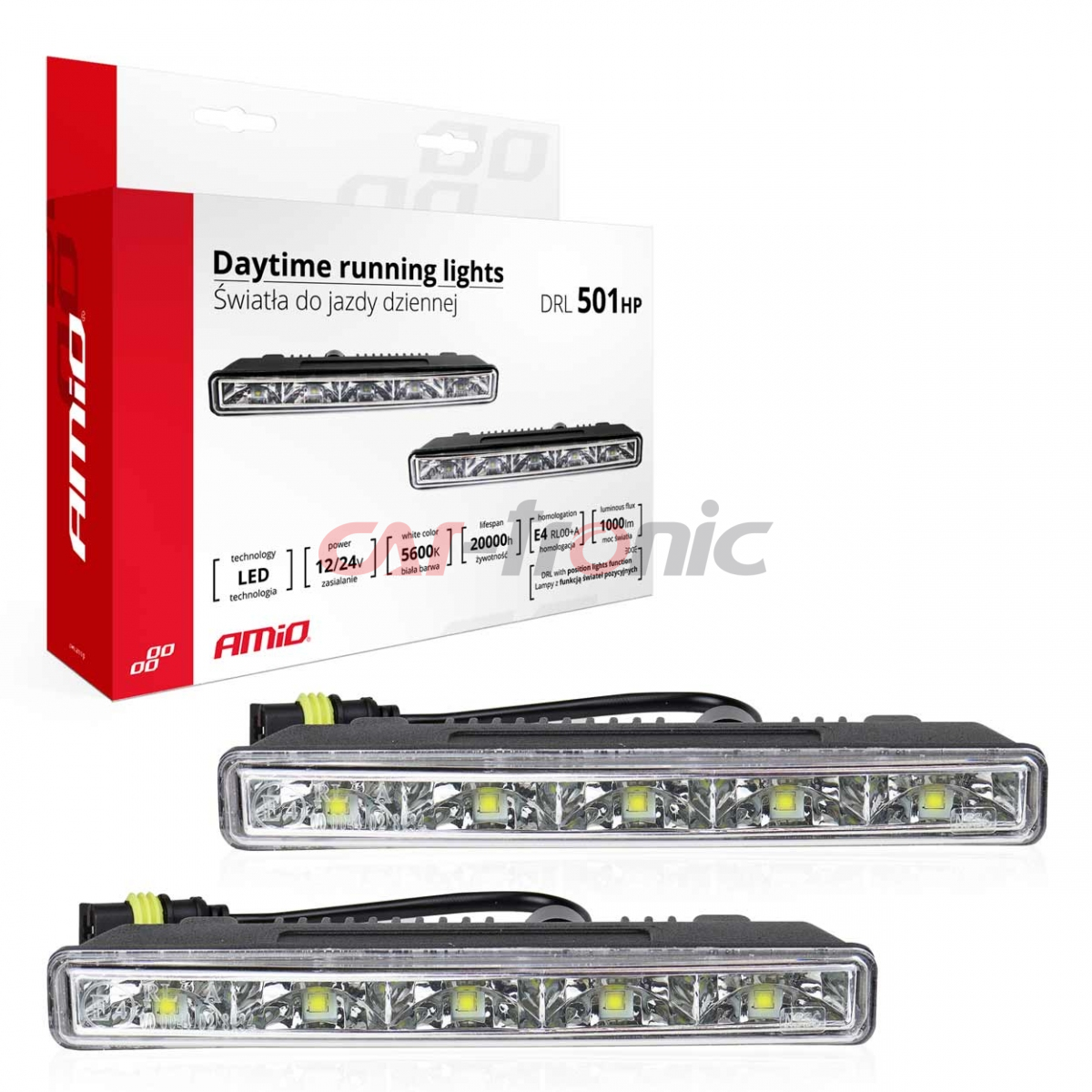 Światła do jazdy dziennej AMiO DRL 501 HP AMIO-01520