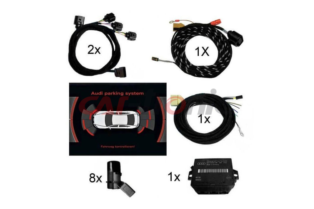 Kompletny zestaw czujników parkowania + (wyświetlacz wizualny) przód i tył dla Audi A5 8T