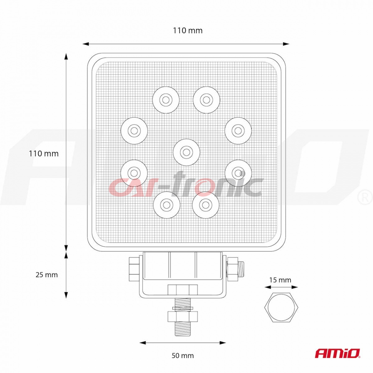 Lampa robocza halogen LED szperacz AWL07 9 LED 12V 24V AMIO-02421