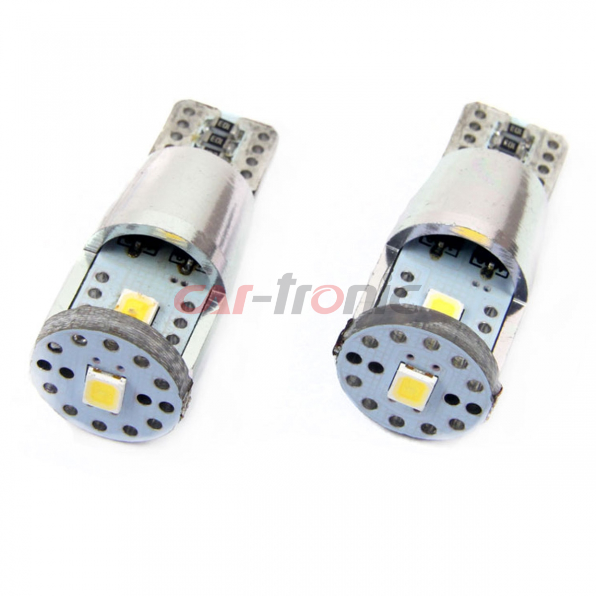 Żarówki LED CANBUS 3SMD 2835 T10e W5W ALU White 12V 24V AMIO-01637