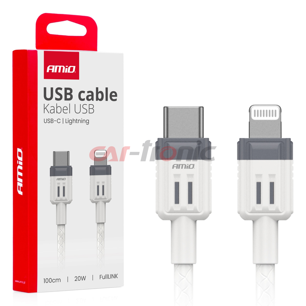 Kabel do ładowania USB-C - IPHONE LIGHTNING FullLINK 20W 100cm AMIO-03910