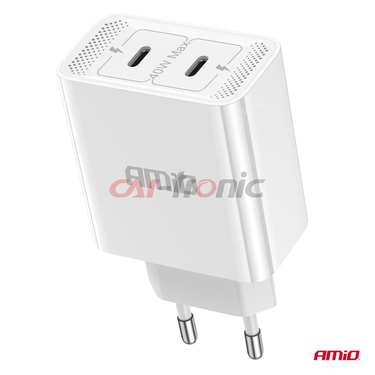 Ładowarka sieciowa 230V 2x USB-C 40W AMIO-03892