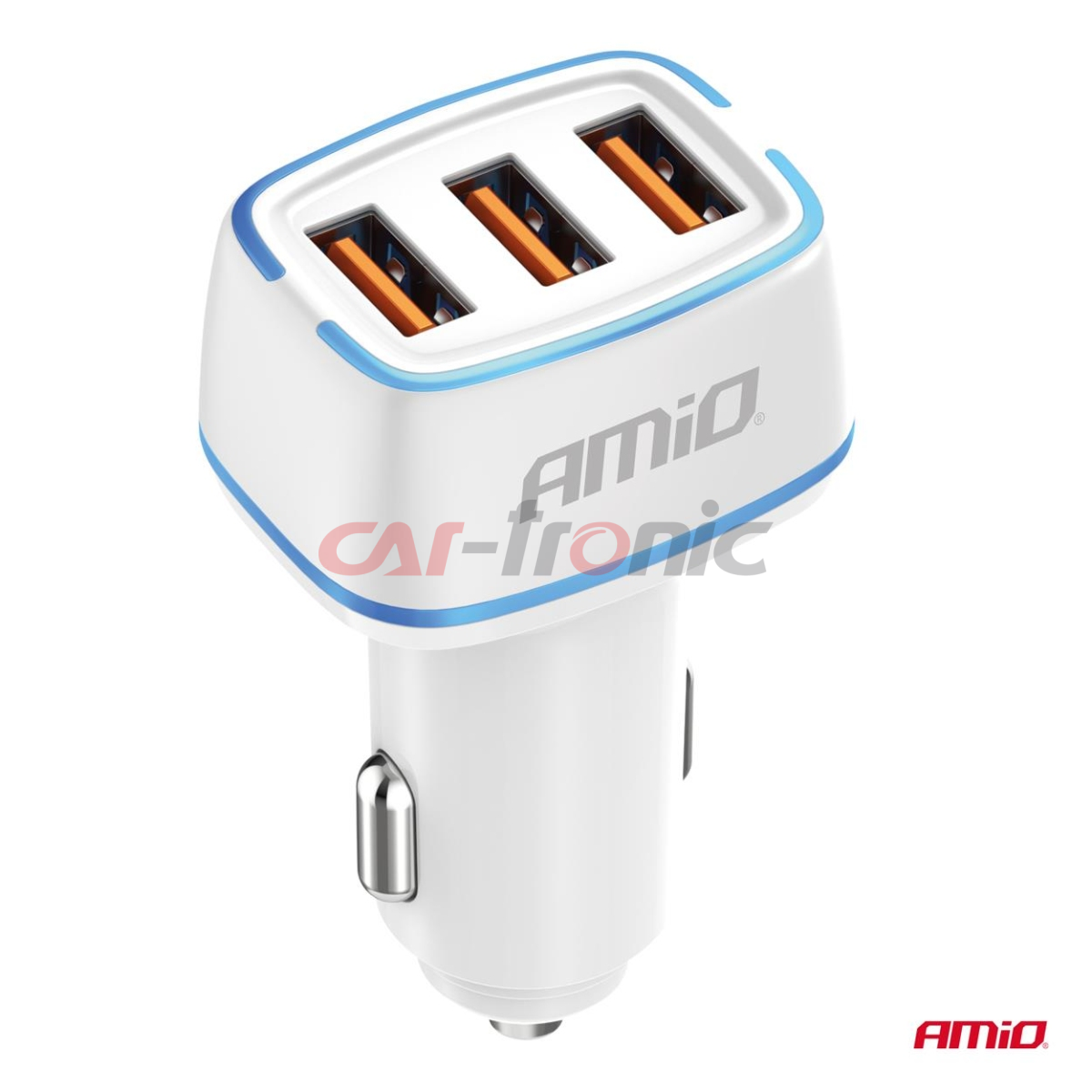 Ładowarka samochodowa 3x USB-A 30W AMIO-03889