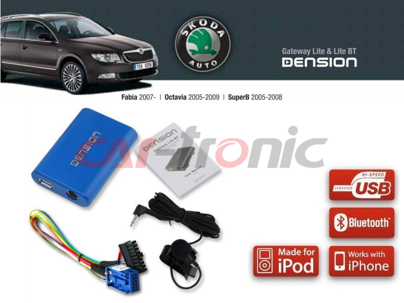 Cyfrowa zmieniarka Dension Bluetooth,USB,iPod,iPhone,AUX - Skoda Fabia, Octavia Stream