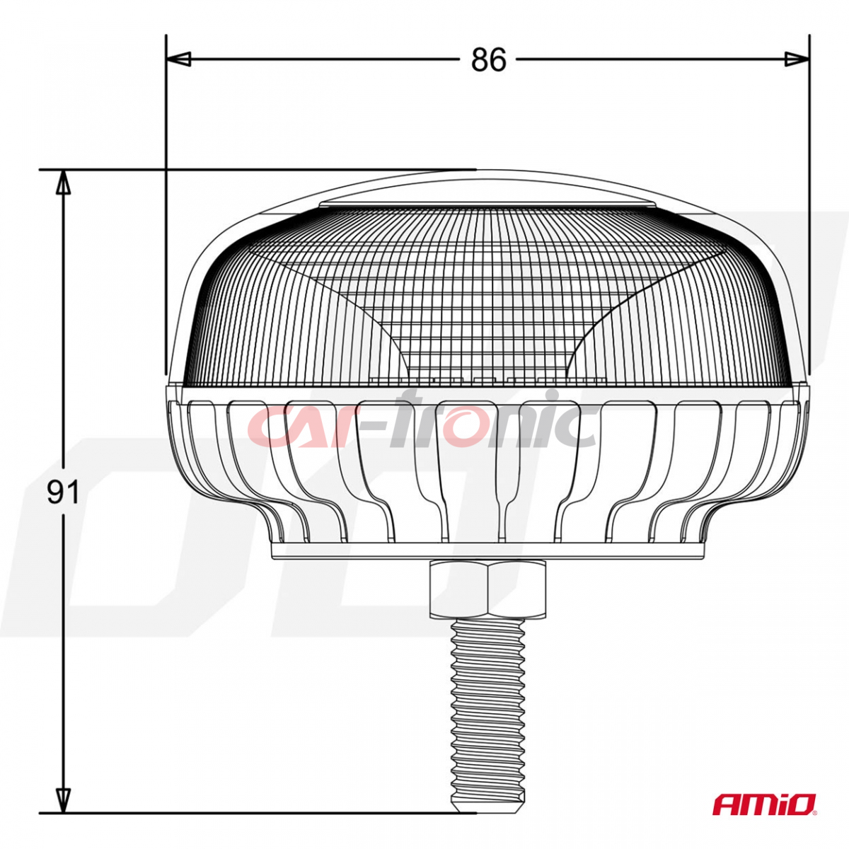 Lampa ostrzegawcza błyskowa mini kogut 18 LED śruba R65 R10 12V 24V W21sb AMIO-02923