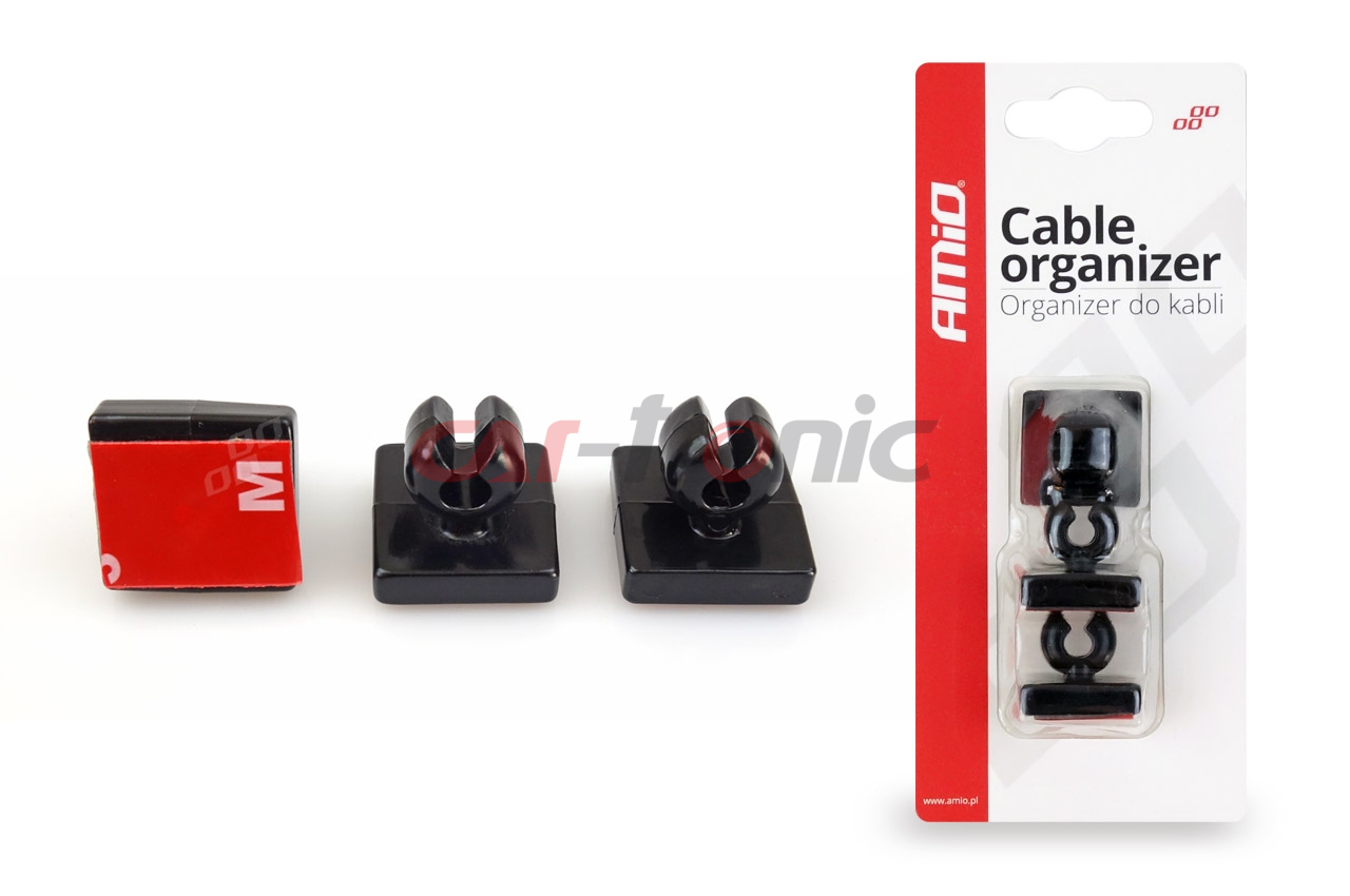 Uchwyt organizer do kabli samoprzylepne 3szt AMIO-02234